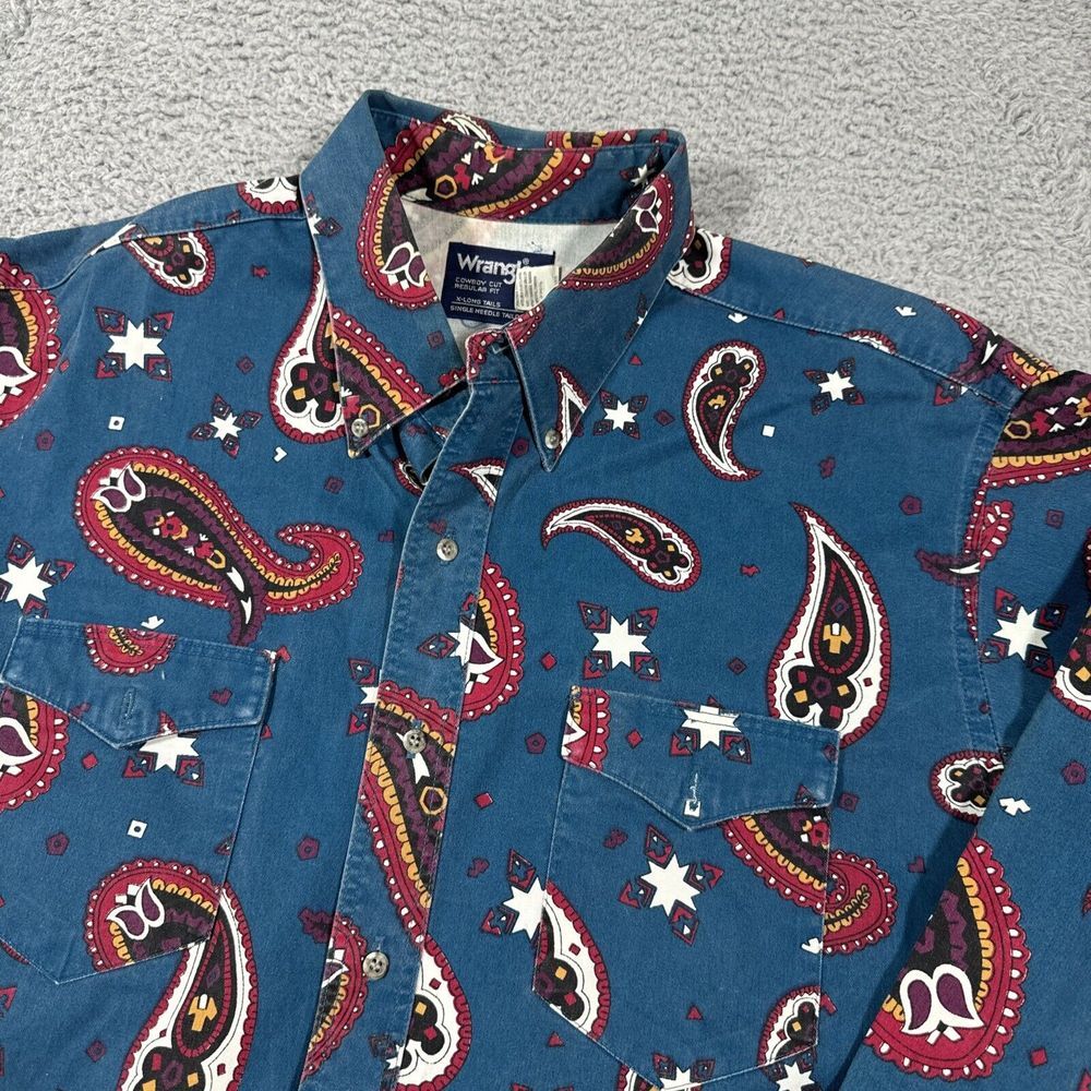 Wrangler Blue Paisley Button-Down Brushpopper - Picture 3 of 11